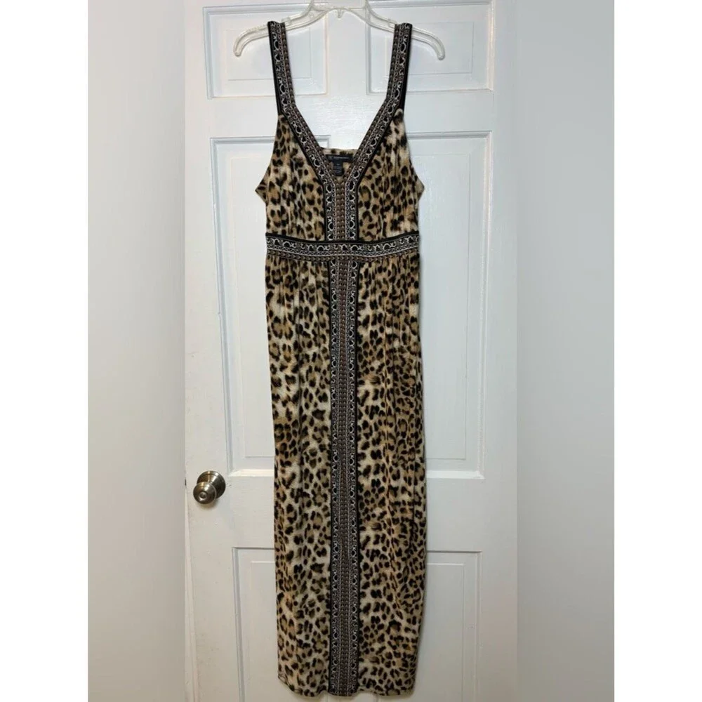 INC Leopard Brown Print Maxi Dress Women’s 2X Very Soft Excellent Condition - Picture 1 of 6